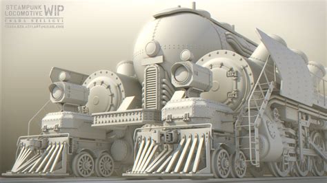 An another never ending project. Steampunk Locomotive highpoly WIP ...