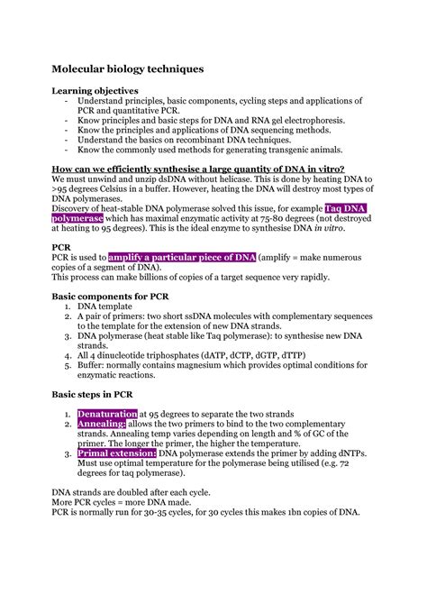 Molecular bio techniques - Molecular biology techniques Learning ...