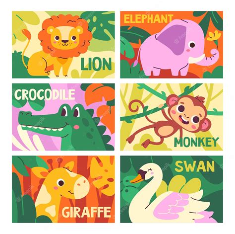 Premium Vector | African animals poster set