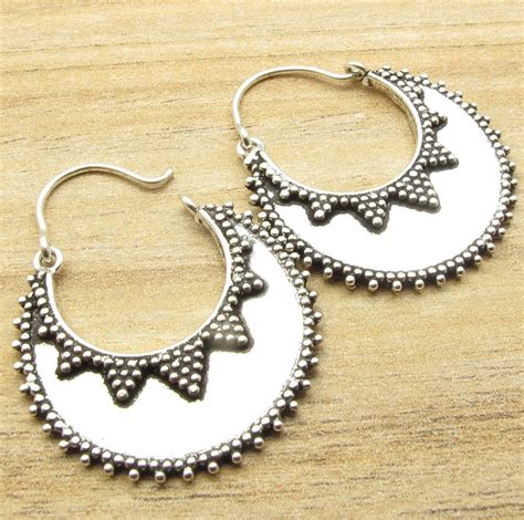 ETHNIC Style Will Put You In The Spotlight, Silver Plated Half Moon Earrings 3.9 cm-in Jewelry ...