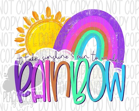 Sunshine and Rain Png, Rainbow Quote, Digital Download, DTG Files, Sublimation Designs Downloads ...