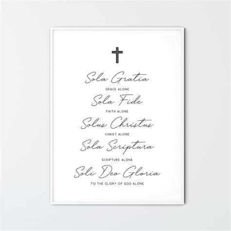 The 5 Solas Christian Printable Wall Art Print Modern Minimalist Home ...