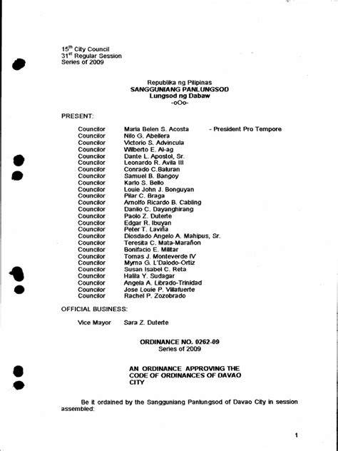 Davao City - Code-Of-Ordinances (Orig) PDF | PDF