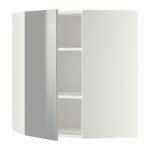 METOD corner wall cabinet with shelves white / Grevsta stainless steel 67.5x67.5x100 cm (099.267 ...