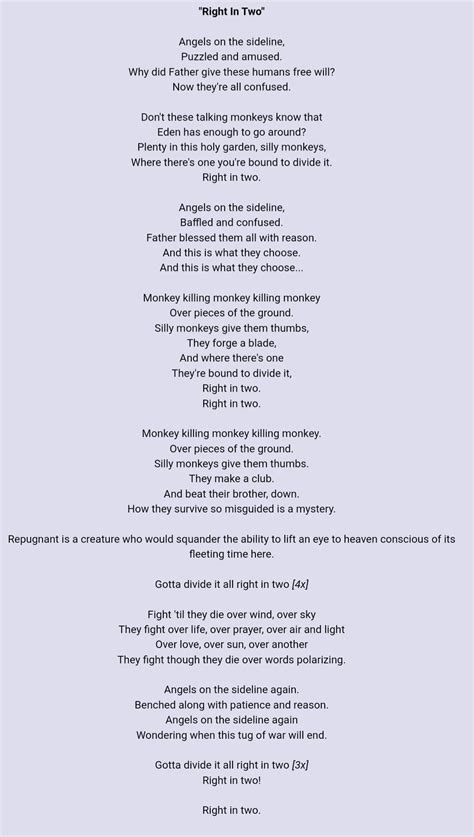 "Right In Two" by TOOL | Lyrics, Song lyrics, Songs