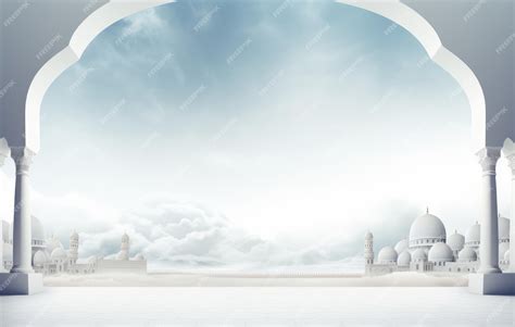 Premium AI Image | muslim prayer background with a mosque in the sky