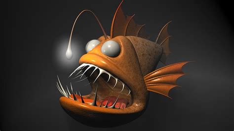 Cartoon, 3D, Animal, Fish, Cgi, Anglerfish, HD wallpaper | Peakpx