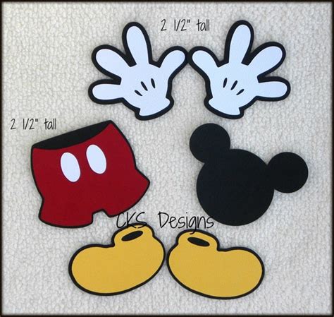 Die Cut Disney Mickey Mouse Hands Shoes Shorts Premade Paper | Etsy