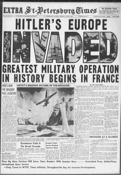 Headlines from a United States newspaper about the Normandy Landings on ...