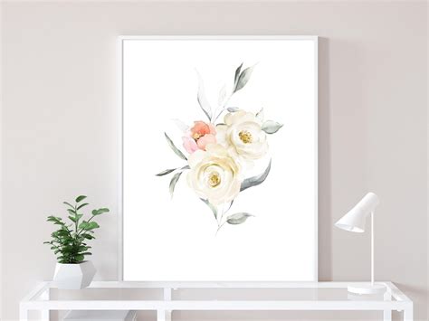 Set of 4 Floral Wall Art Living Room Wall Decor Digital - Etsy