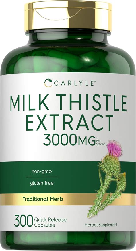 Milk Thistle Extract Capsules | 3000mg | 300 Count | Non-GMO | by ...