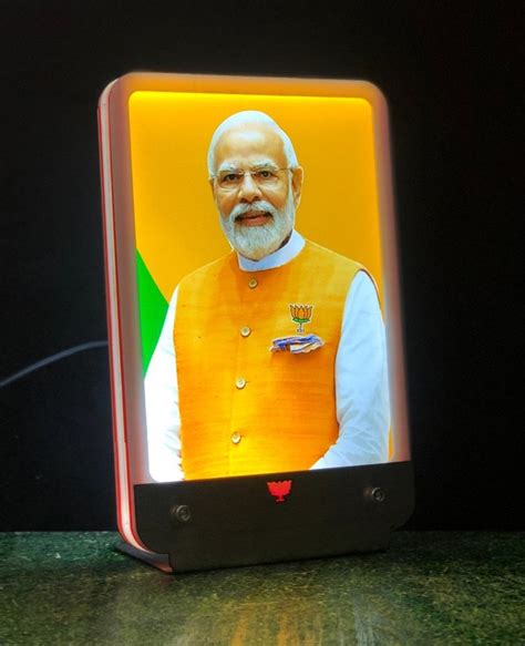 Acrylic and Stainless Steel Narendra Modi Car LED Photo Frame, Size: 5. ...