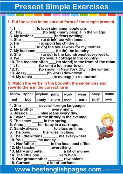 Present Simple Exercises: English ESL worksheets pdf & doc