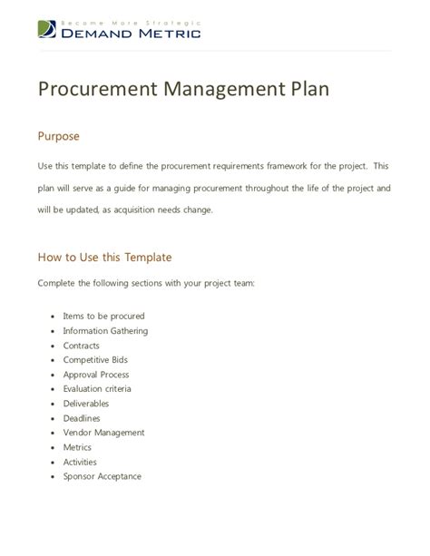 Procurement Management Plan - 10+ Examples, Format, Pdf