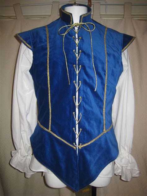 Custom made royal blue velveteen lace-up men's doublet for Renaissance ...