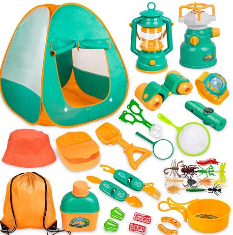 Meland Kids Camping Set with Tent 24pcs - Camping Gear Tool Pretend Play Set for Toddlers Kids ...