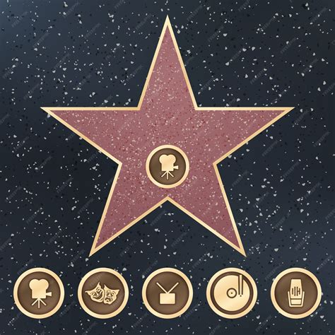 Premium Vector | Walk of fame star granite sign on sidewalk with ...