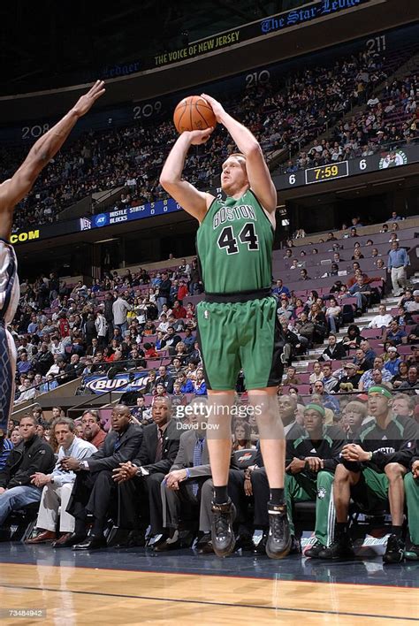 Brian Scalabrine of the Boston Celtics shoots against the New Jersey ...