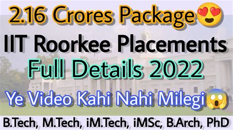 IIT Roorkee Full Placements 2022🔥2.16 Crores Package, B.Tech, M.Tech ...