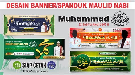 10 Desain Banner Spanduk Maulid Nabi Muhammad SAW 1445H 2023 (Free CDR & PSD) - TUTORiduan.com