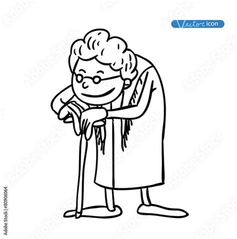 old woman, vector illustration. Stock Vector | Adobe Stock