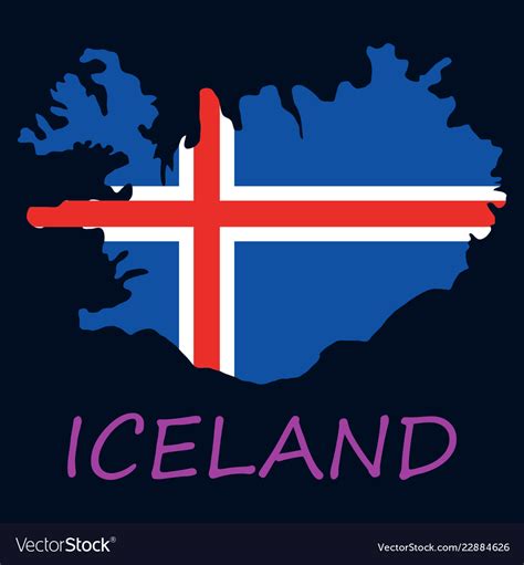 Flag map of iceland Royalty Free Vector Image - VectorStock