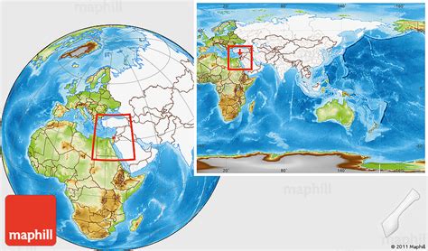 Physical Location Map of Gaza Strip, highlighted continent, within the entire continent