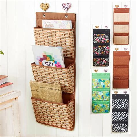 3 Pockets Hanging File Magazine Organizer Fabric Office Supplies ...