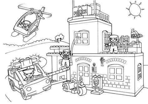 Police Station Simple Coloring Pages - Coloring Cool