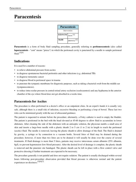 Paracentesis.pdf | Diseases And Disorders | Medical Specialties