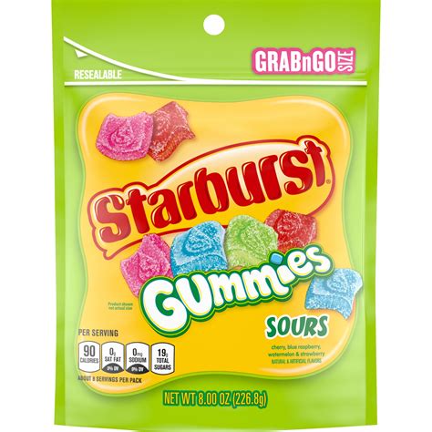 Starburst Gummies Sour Candy, Gummy Candy, Grab N Go Resealable Bag, 8 oz - Walmart.com