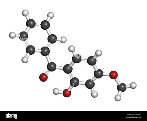 Oxybenzone sunscreen molecule. Controversial, may have hormone effects Stock Photo - Alamy