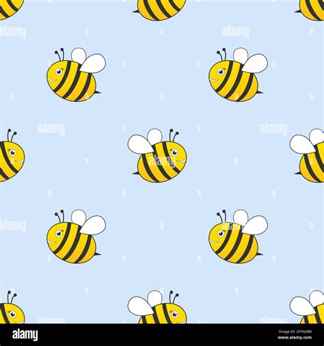 Cartoon bees seamless pattern. Bee flying on white background. Vector illustration Stock Vector ...