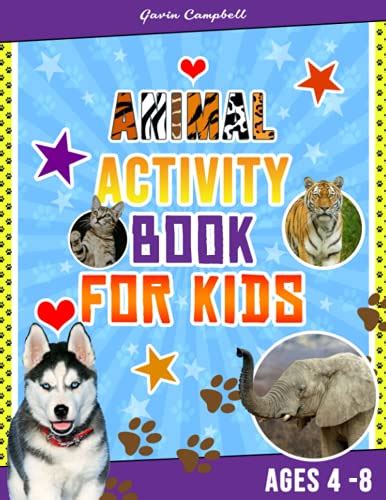 Animal Activity Book For Kids: Ages 4-8 - Coloring, Puzzles, Fun Games ...