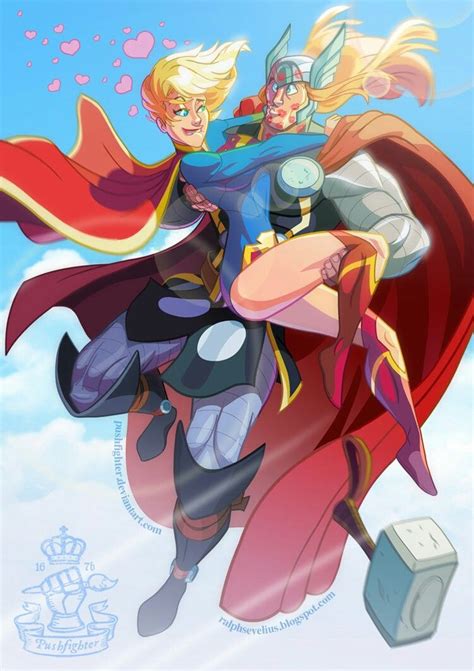 Thor and Supergirl in love | Disegni, Illustrazione