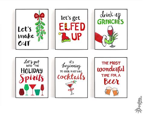 Printable Funny Christmas Signs Set of 6 Prints 8x10 Holiday Party Wall ...