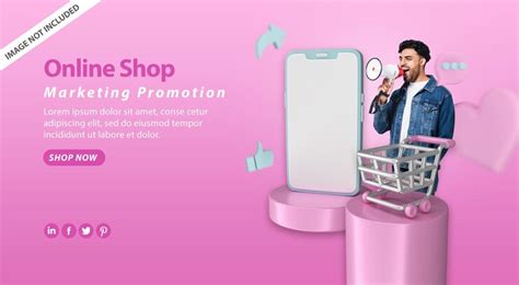 Premium PSD | Online shop banner with 3d illustration