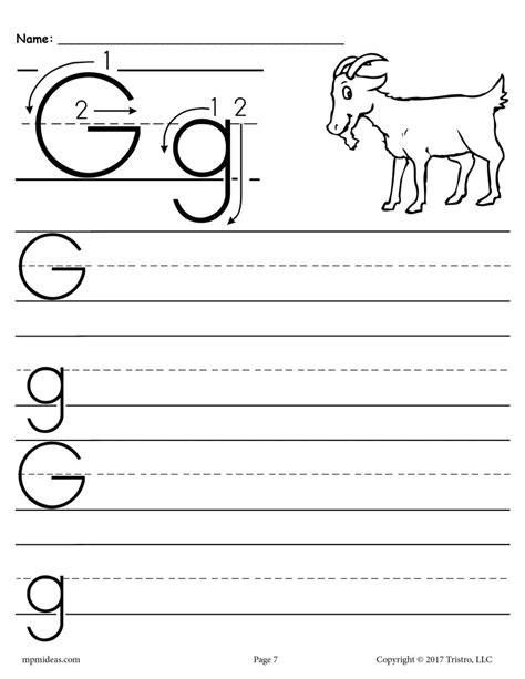 FREE Printable Letter G Handwriting Worksheet! – SupplyMe