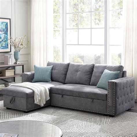 Buy Tulib Reversible Sectional Sleeper Sofa with Storage Chaise, L ...