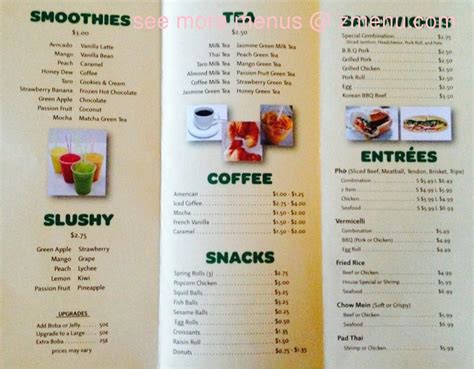 Menu at Boba Tea House pub & bar, Long Beach