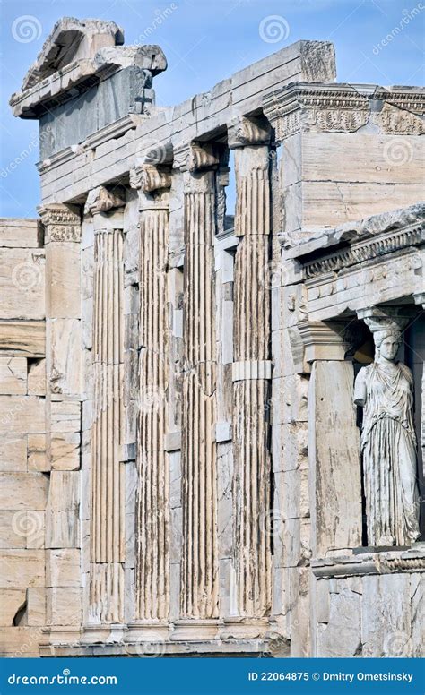 Facade of Erechtheum Temple on Acropolis in Athens Stock Image - Image ...