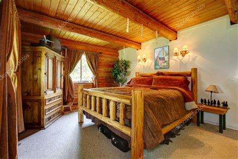 Cowboy bedroom interior with wood ceiling. Stock Photo by ©iriana88w ...