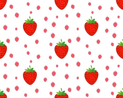 Seamless Strawberry Pattern on White Background Vector | Etsy