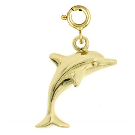 Shop 14k Yellow Gold Dolphin Charm - Free Shipping Today - Overstock ...