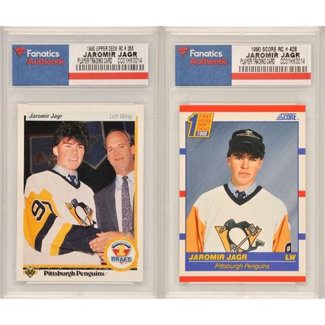 Pittsburgh Penguins Jaromir Jagr 2 Card Rookie Collection Containing 1990-91 Upper Deck Rookie ...