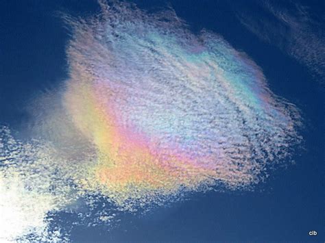 Cloud iridescence is the occurrence of colors in a cloud similar to those seen in oil films on ...