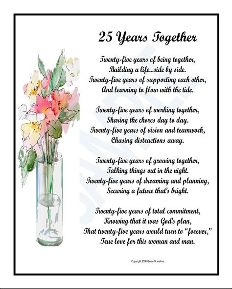 25 Years Together, DIGITAL DOWNLOAD, Anniversary Poem, 25th Wedding Anniversary, Silver ...