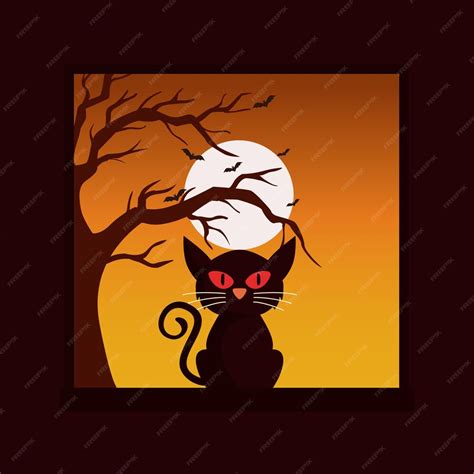 Premium Vector | Scary red eye cat vector for halloween