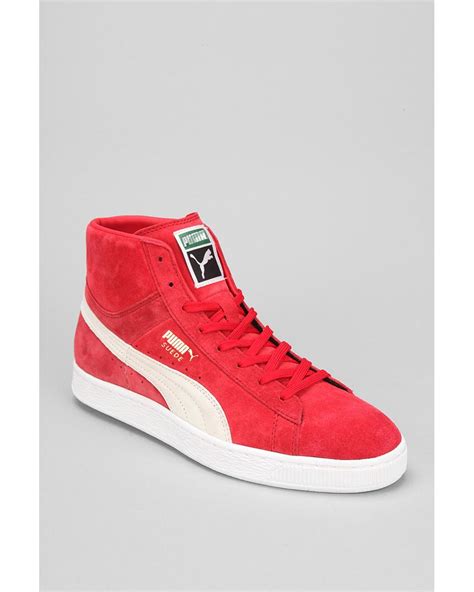 PUMA Suede Midtop Classic Sneaker in Red for Men | Lyst