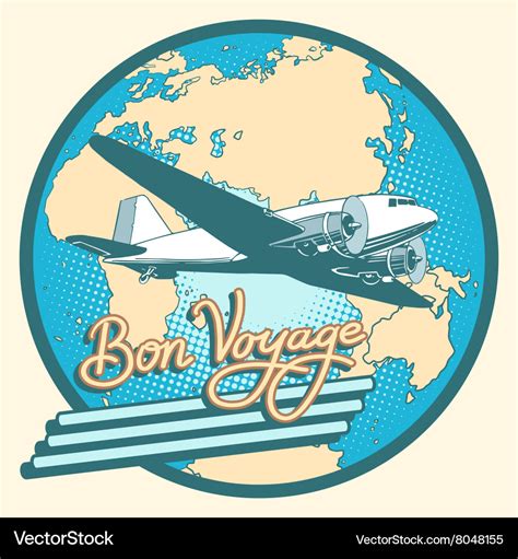 Bon voyage abstract retro plane poster Royalty Free Vector